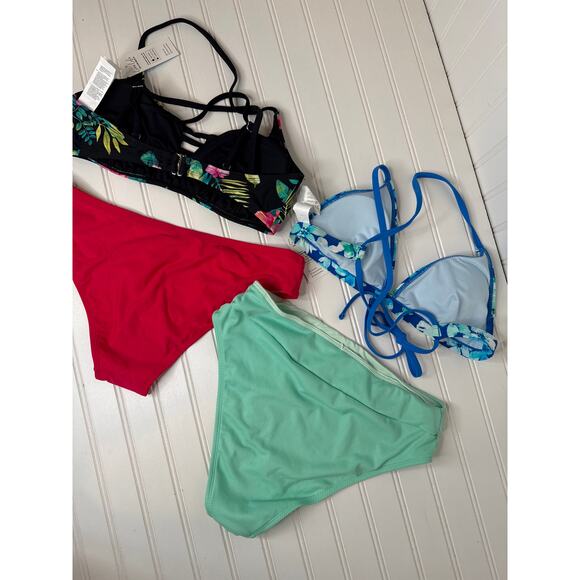NWT Cupshe Two Peace Swimsuit Bikini Floral Triangle Strappy & Hi Rise BUNDLE M - Picture 2 of 6
